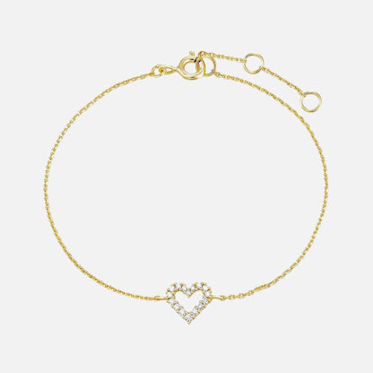 Pulsera de Cuero con Encanto Corazón Cristal Brillante