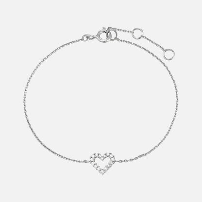 Pulsera de Cuero con Encanto Corazón Cristal Brillante