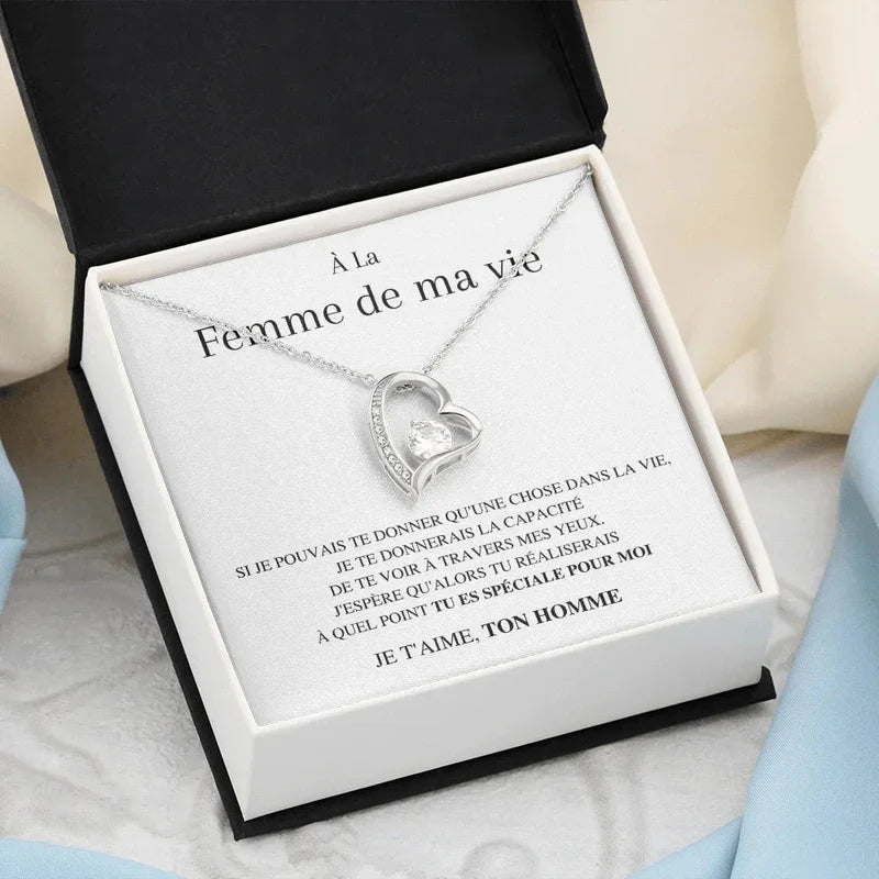 Collier Cœurs Diamant - "À la Femme de ma vie "