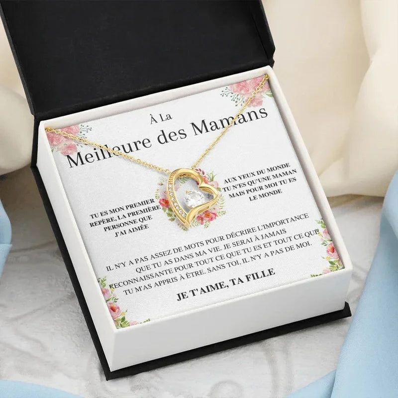 Collier Cœurs Diamant - "À la Meilleures des Mamans"