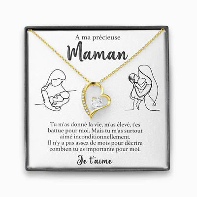 Collier Coeur & Diamant - "A ma précieuse Maman"