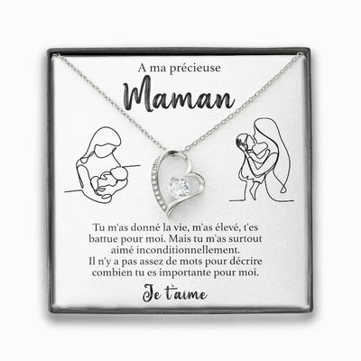 Collier Coeur & Diamant - "A ma précieuse Maman"