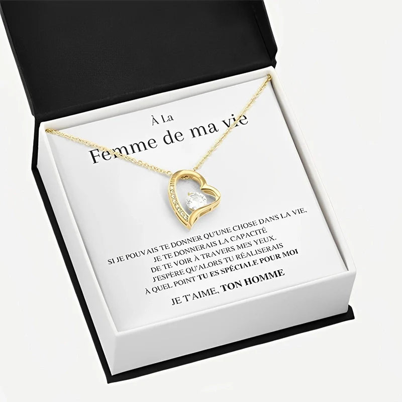 Collier Cœurs Diamant - "À la Femme de ma vie "