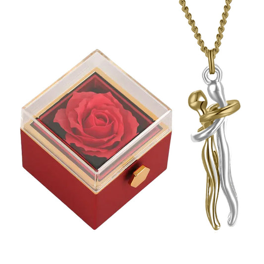 Coffret Rose Éternel & Collier Amour Éternel