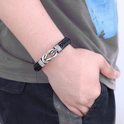 Bracelet en cuir tressé -  « A mon Petit-Fils »