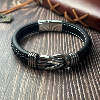 Bracelet en cuir tressé -  « A mon Petit-Fils »