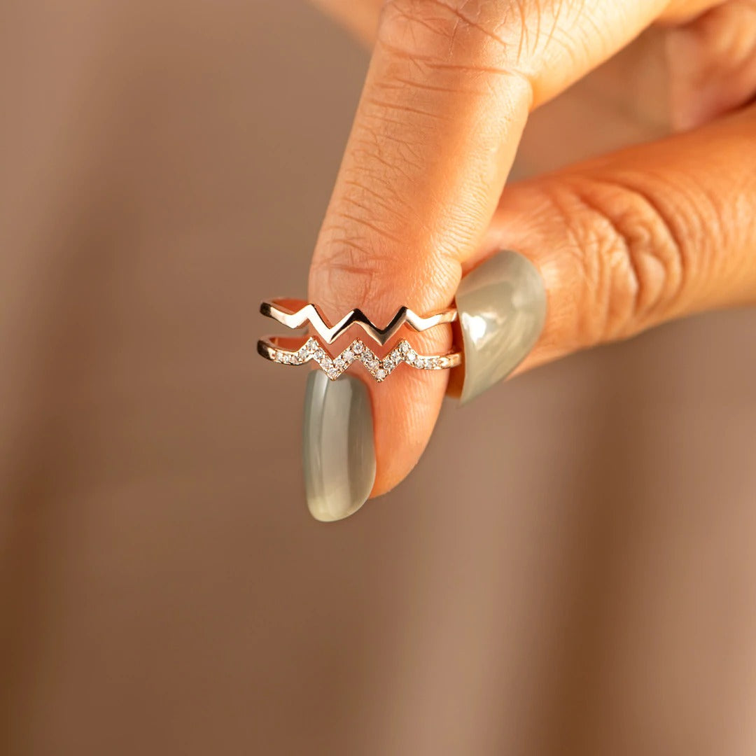 Bague Élégante Double Vague - Un Cadeau Précieux pour Ma Fille